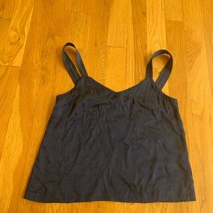 silky navy anthropologie top
